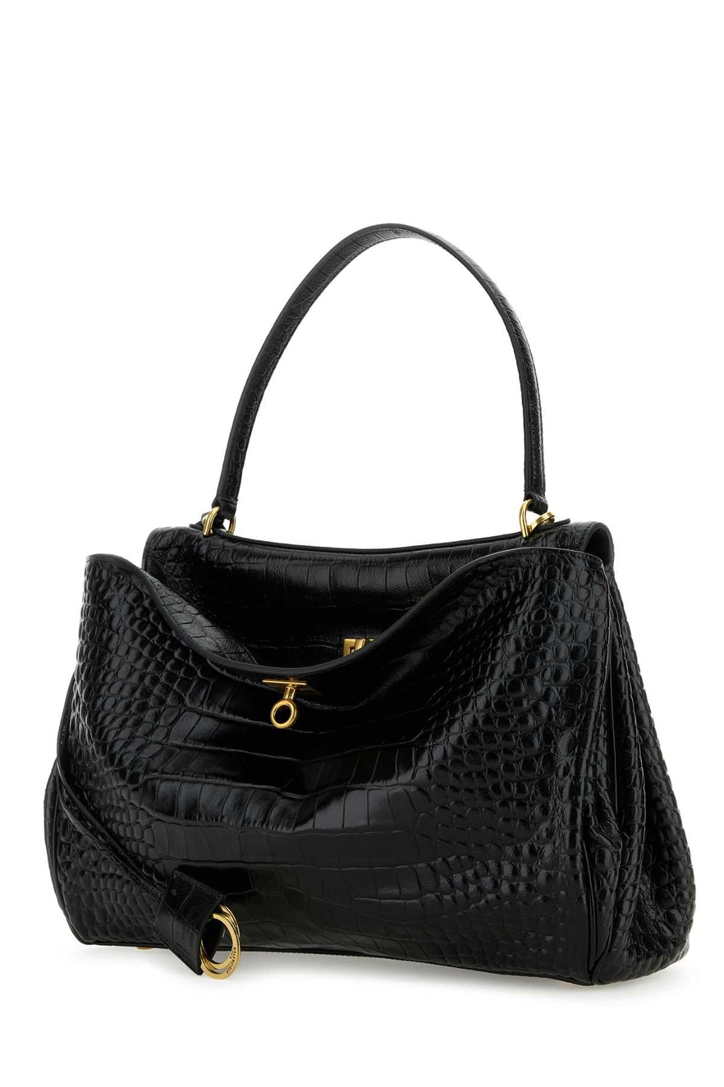 Balenciaga Women Black Leather Rodeo Handbag