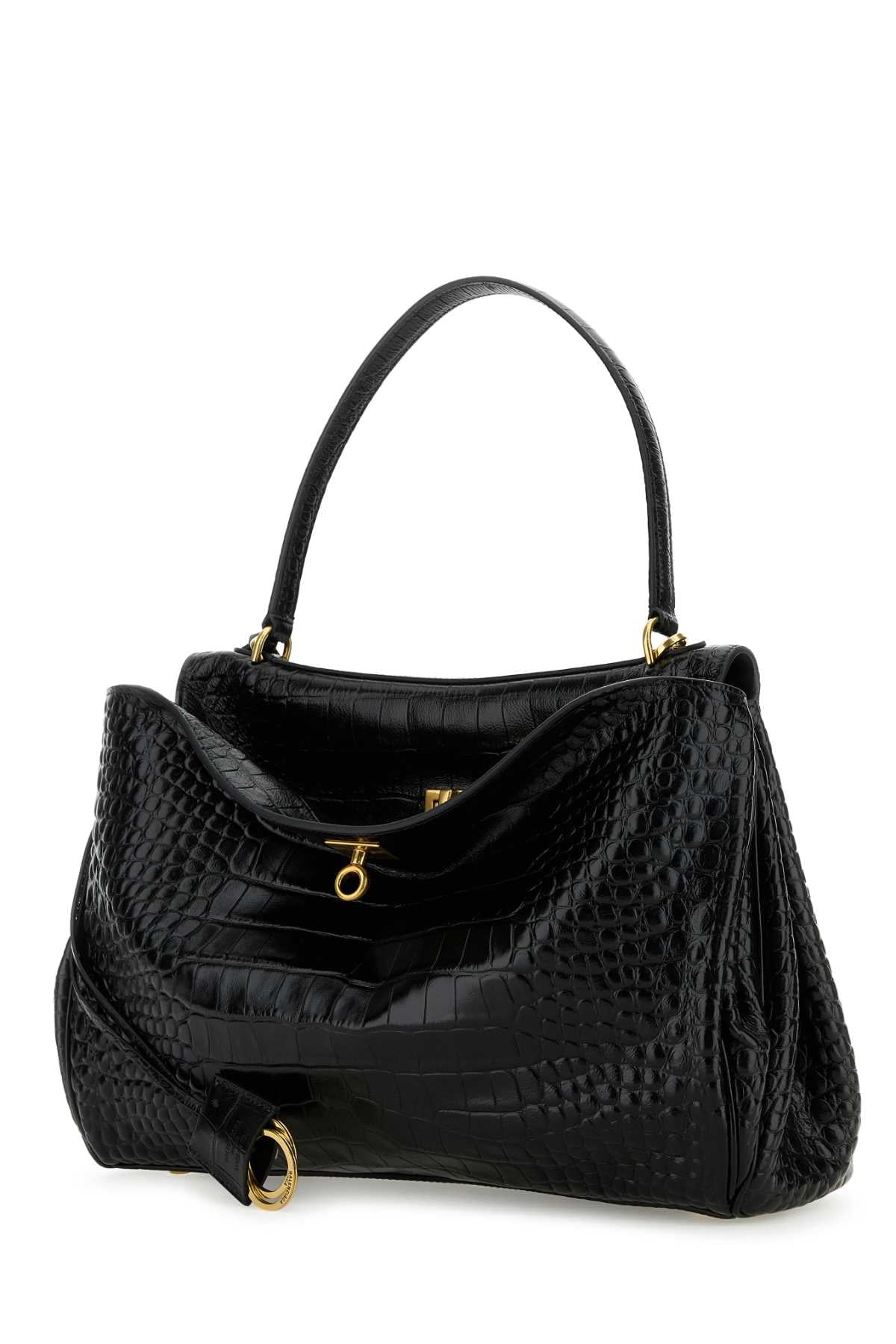 Balenciaga Women Black Leather Rodeo Handbag