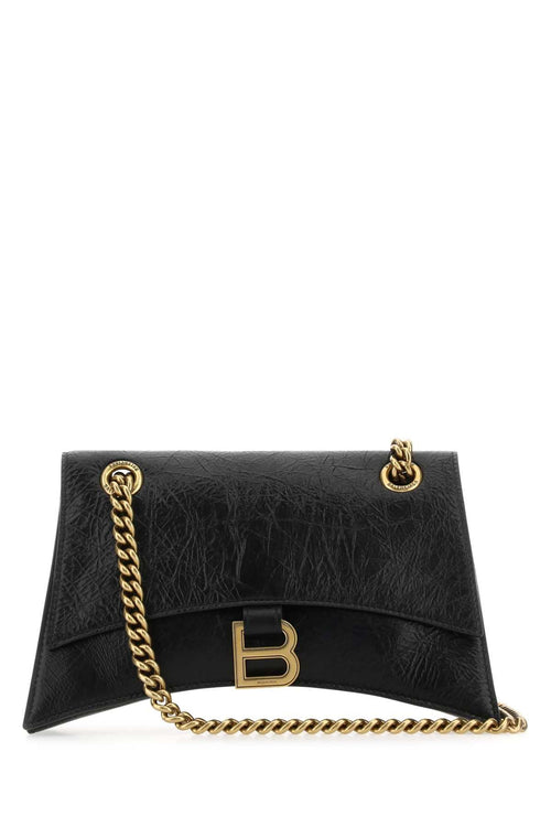 Balenciaga Women Black Leather Small Crush Shoulder Bag