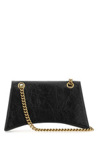 Balenciaga Women Black Leather Small Crush Shoulder Bag