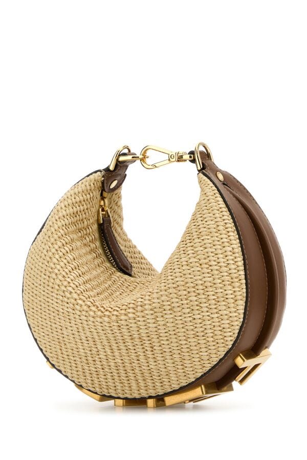 Fendi Woman Raffia Mini Fendigraphy Handbag