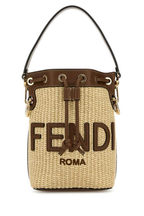 Fendi Woman Raffia Small Mon Tresor Bucket Bag