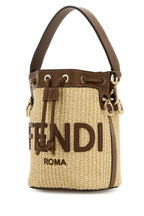 Fendi Woman Raffia Small Mon Tresor Bucket Bag