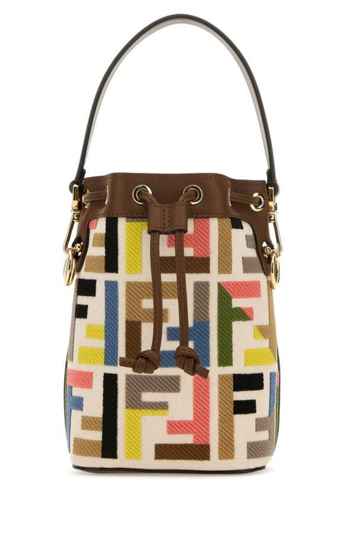 Fendi Woman Embroidered Canvas Mon Tresor Bucket Bag