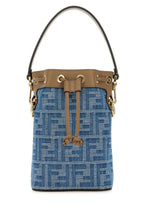 Fendi Woman Embroidered Denim Mon Tresor Bucket Bag