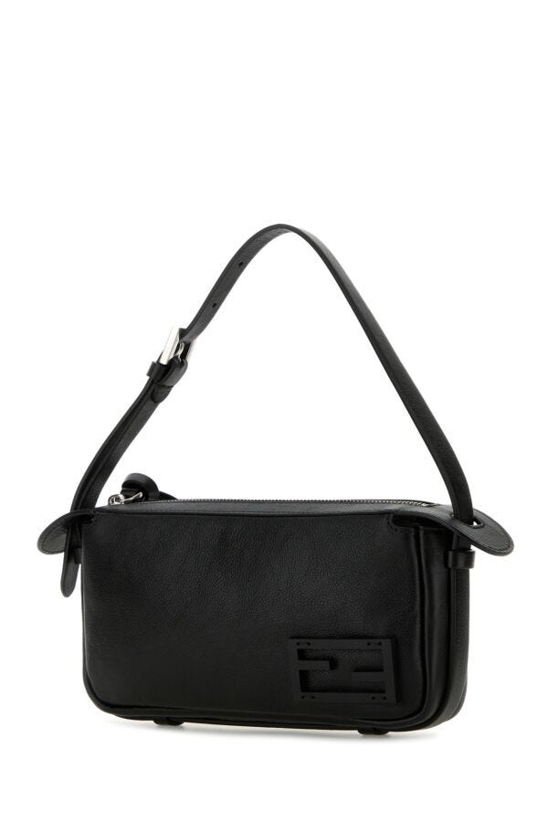 Fendi Woman Black Leather Mini Simply Fendi Shoulder Bag
