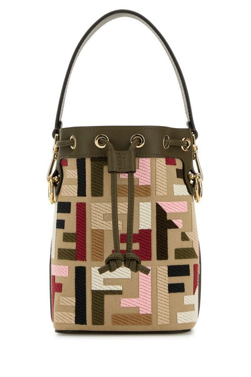Fendi Woman Embroidered Canvas Mon Tresor Bucket Bag
