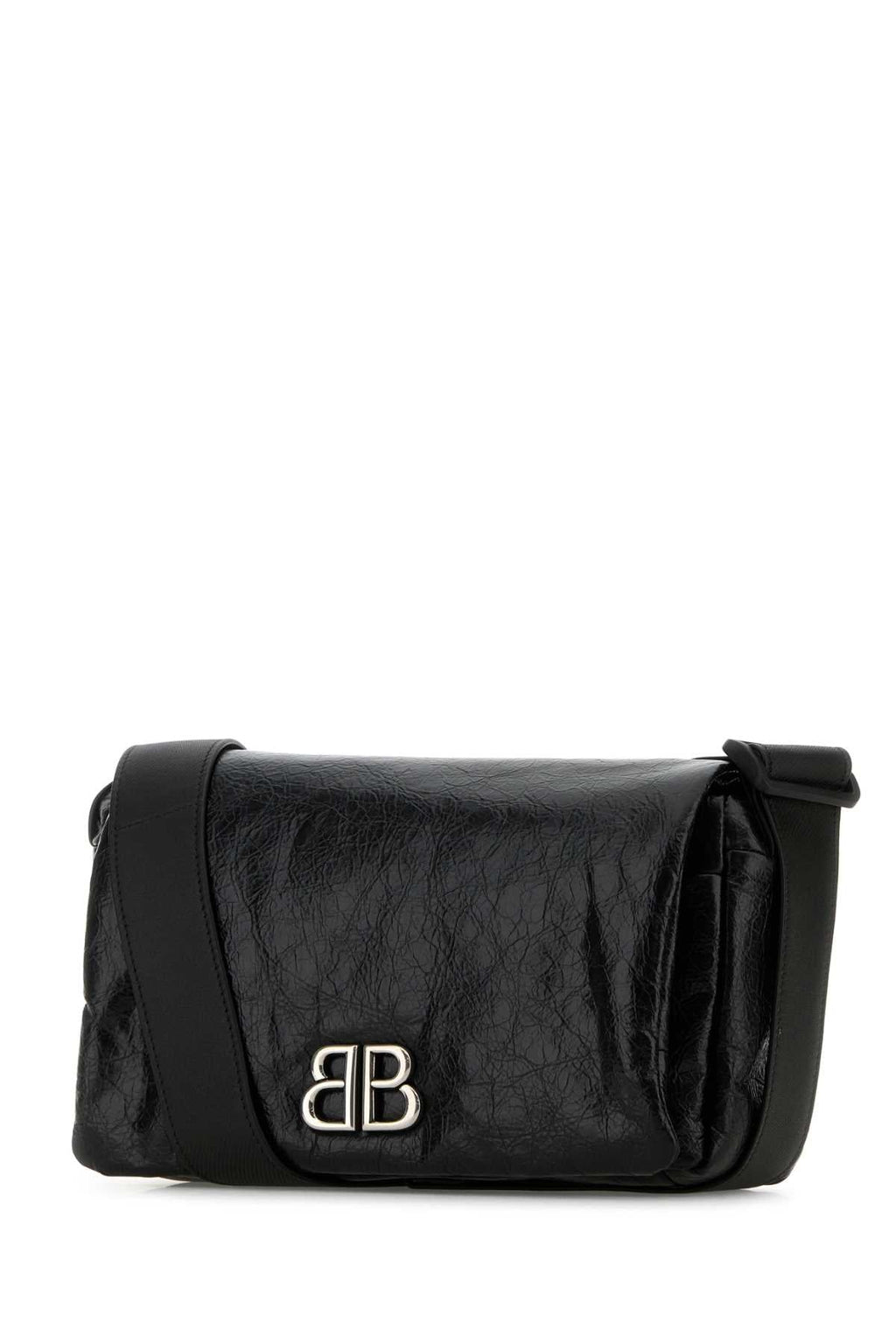 Balenciaga Men Black Leather Small Monaco Crossbody Bag