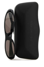 Balenciaga Women Black Nylon Blade Rectangle Sunglasses