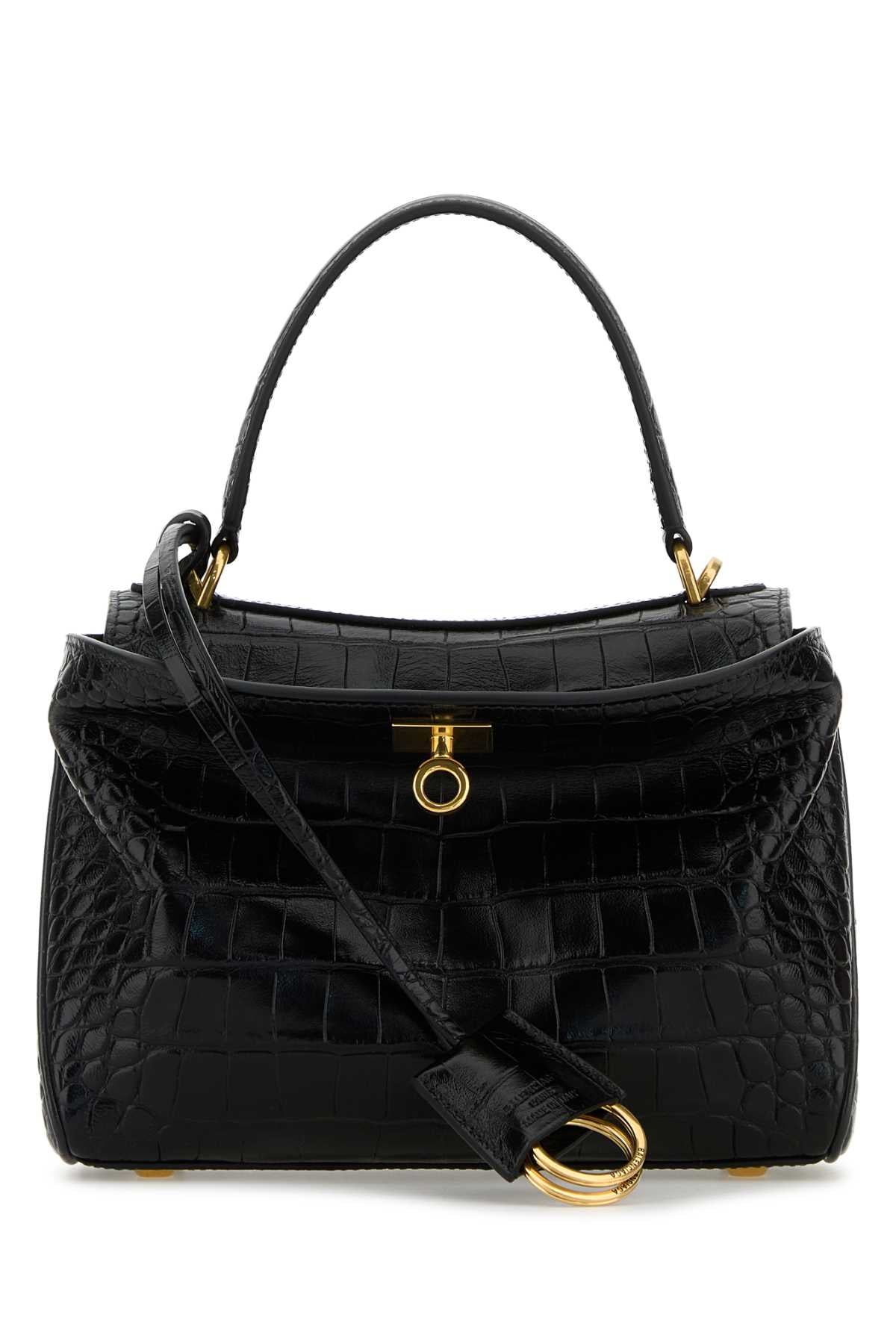 Balenciaga Women Black Leather Mini Rodeo Handbag