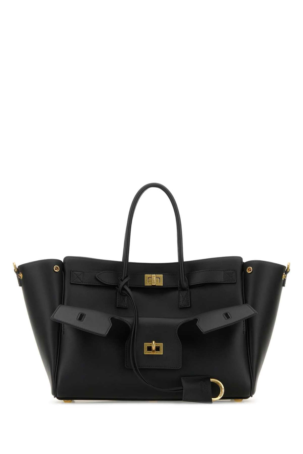 Balenciaga Women Black Leather Small Carry All Bel Air Shopping Bag