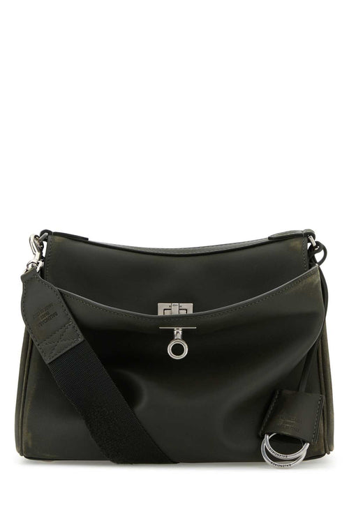Balenciaga Men Dark Green Leather Small Rodeo Messenger Crossbody Bag