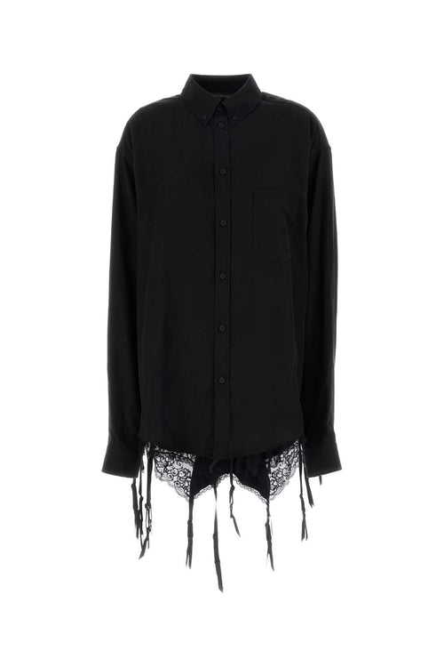 Balenciaga Women Black Lyocell Oversize Shirt