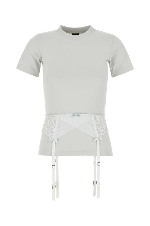 Balenciaga Women Chalk Stretch Cotton T-Shirt