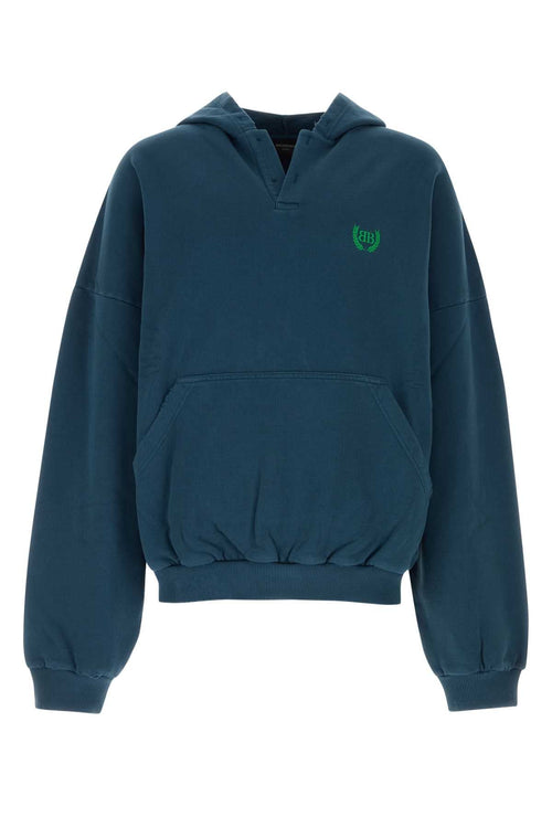 Balenciaga Men Blue Cotton Oversize Sweatshirt
