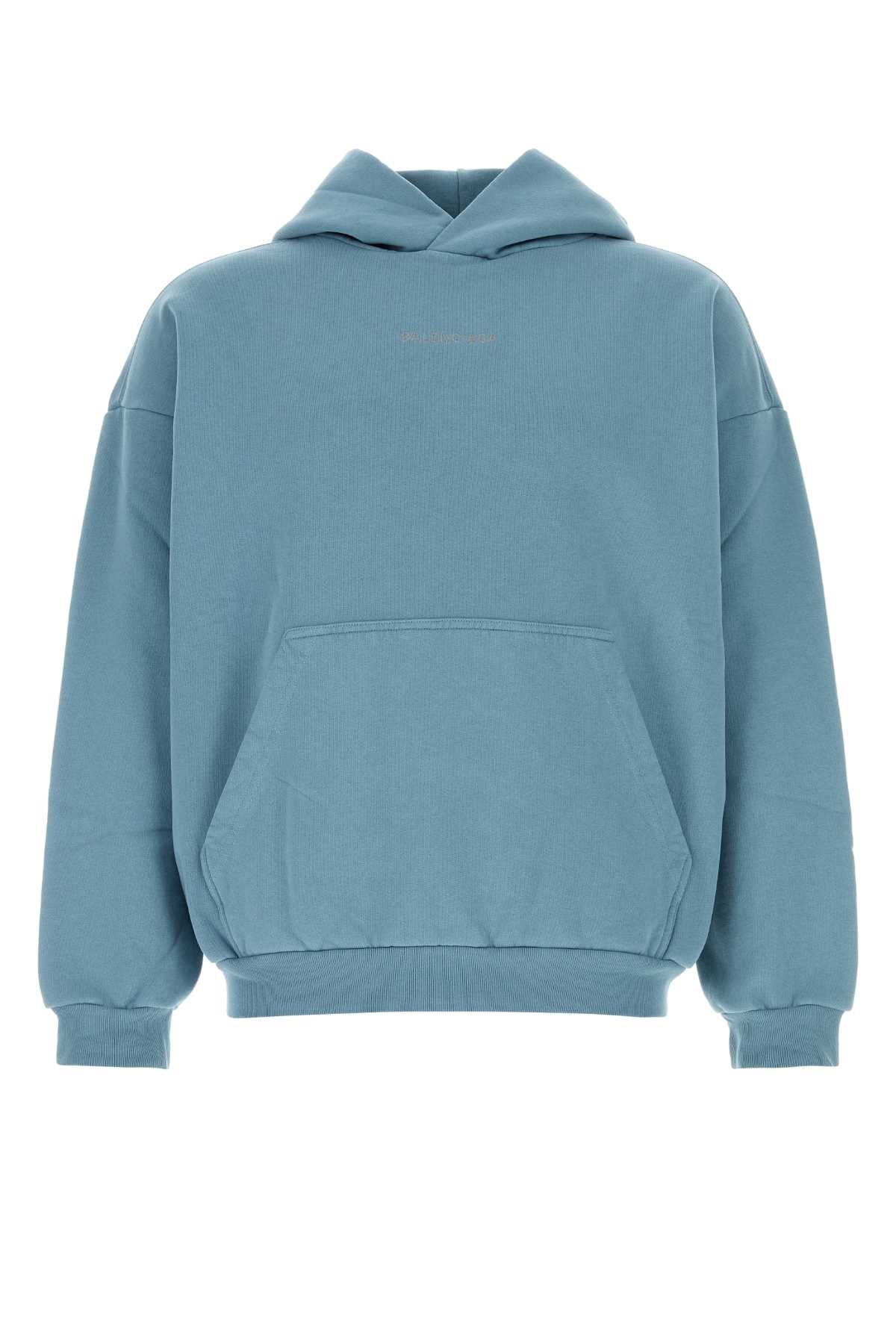 Balenciaga Men Light-Blue Cotton Sweatshirt