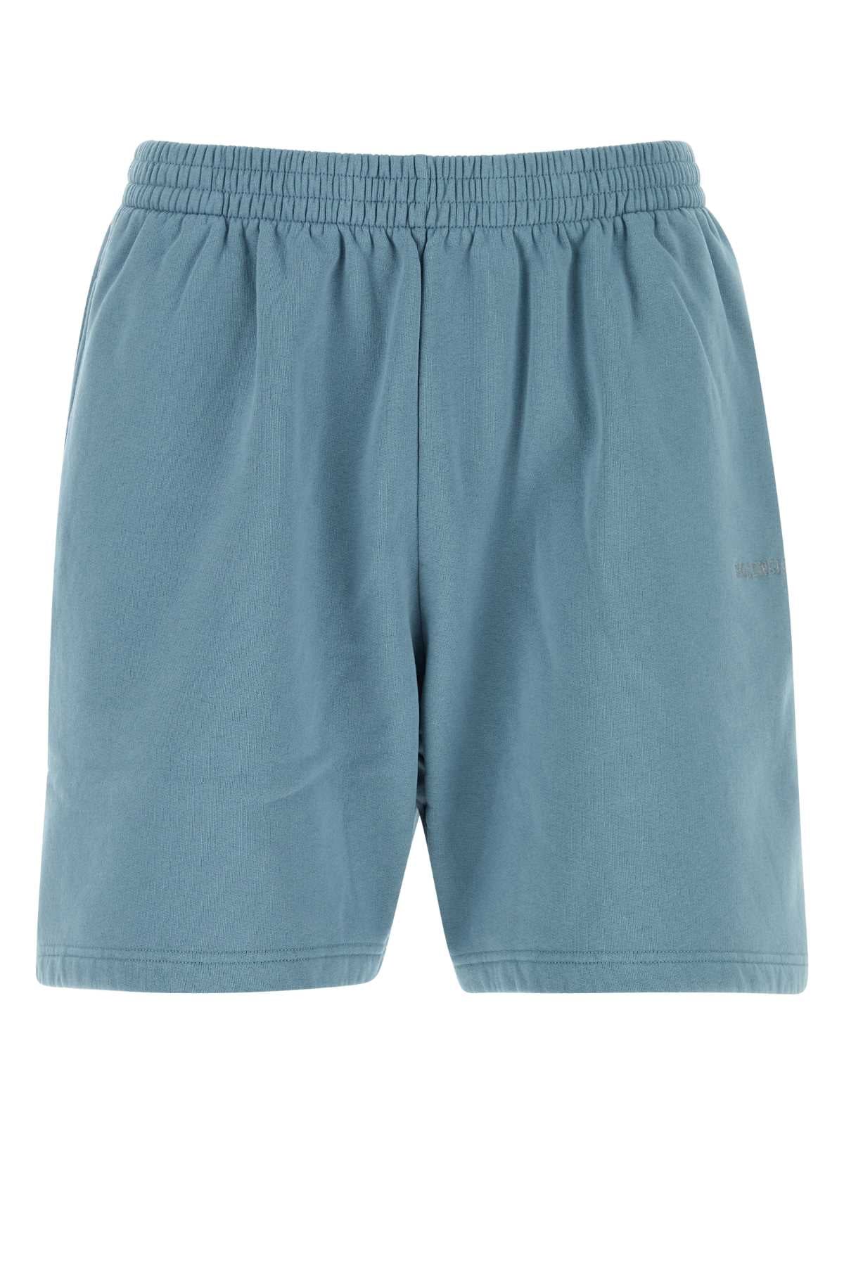 Balenciaga Men Light-Blue Cotton Bermuda Shorts