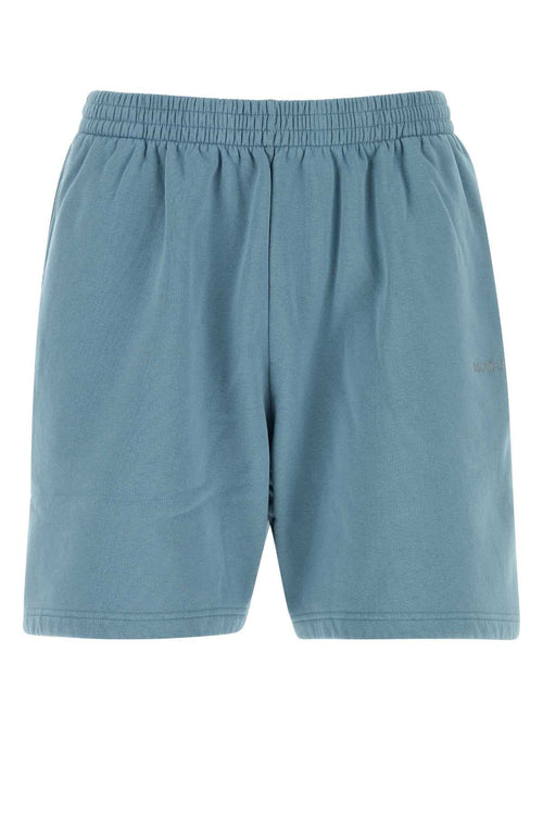 Balenciaga Men Light-Blue Cotton Bermuda Shorts