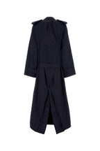 Balenciaga Women Navy Blue Cotton Oversize Trench Coat