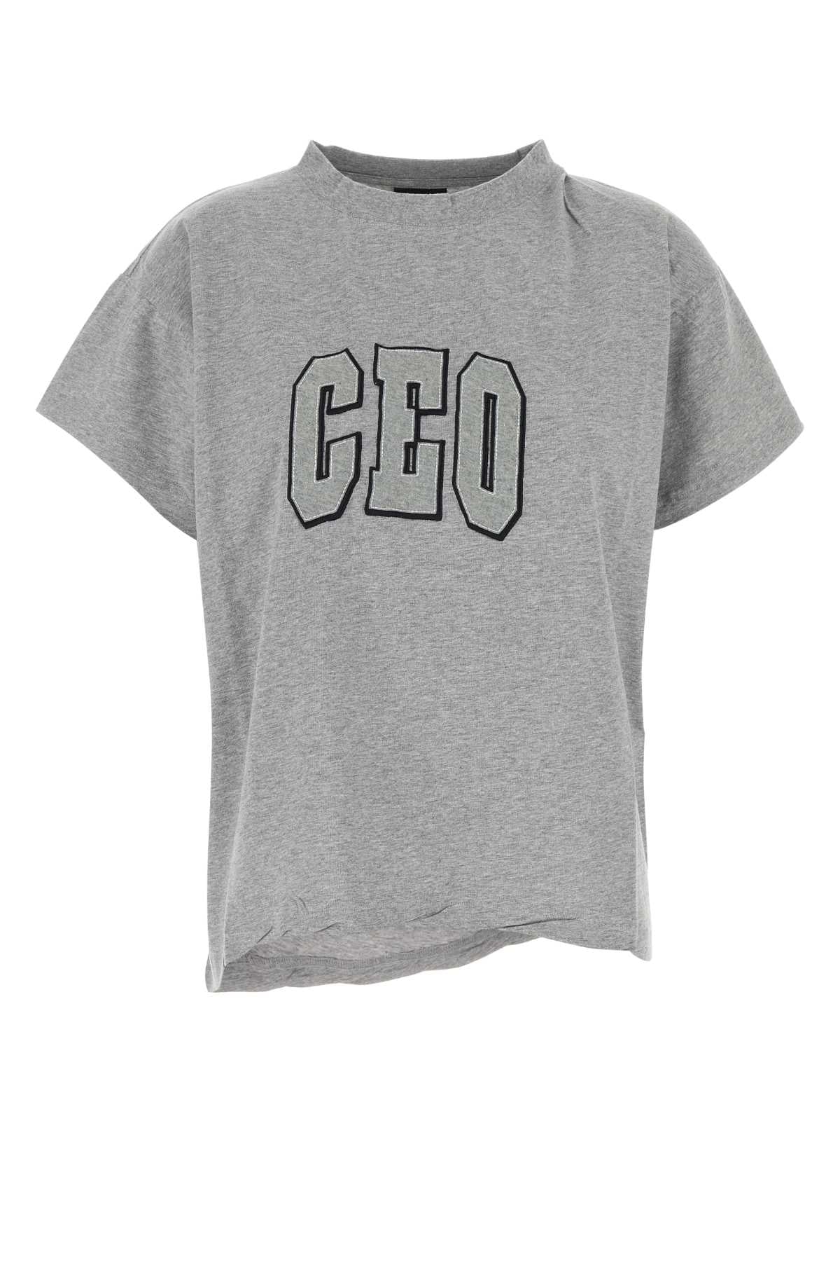 Balenciaga Women Grey Cotton Oversize T-Shirt