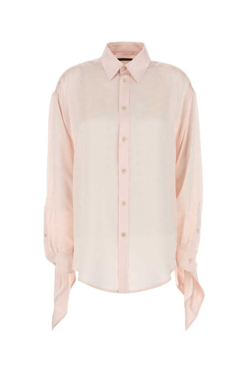 Balenciaga Women Pastel Pink Satin Shirt