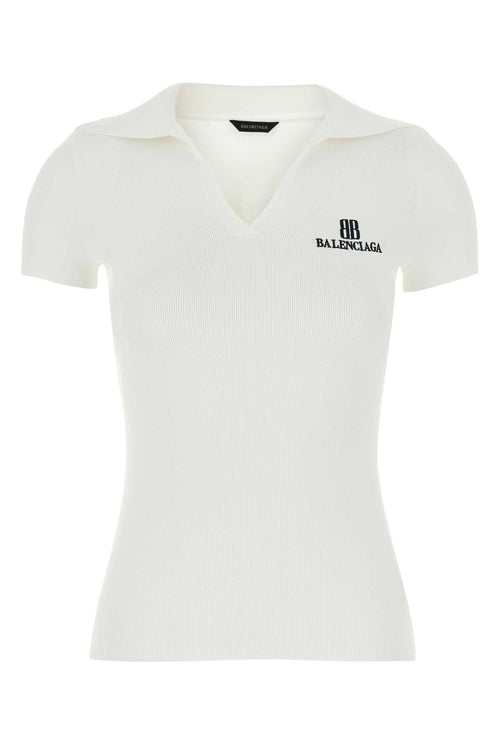 Balenciaga Women White Viscose Blend Polo Shirt