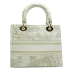 CHRISTIAN DIOR Lady D-LITE Medium 2022 Limited Ladies Handbag Toile White/Gold