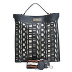 FENDI Leather Canvas Peekaboo X-Rite Shoulder Bag 7V47 Black Natural Ladies