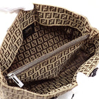 FENDI Handbag Zucchino Women's Brown Canvas Leather 8BH018
