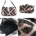 FENDI Shoulder Bag Mini Mamma Bucket Wool/Sequins/Patent Leather Black/Pink/Gold Women's e55935f