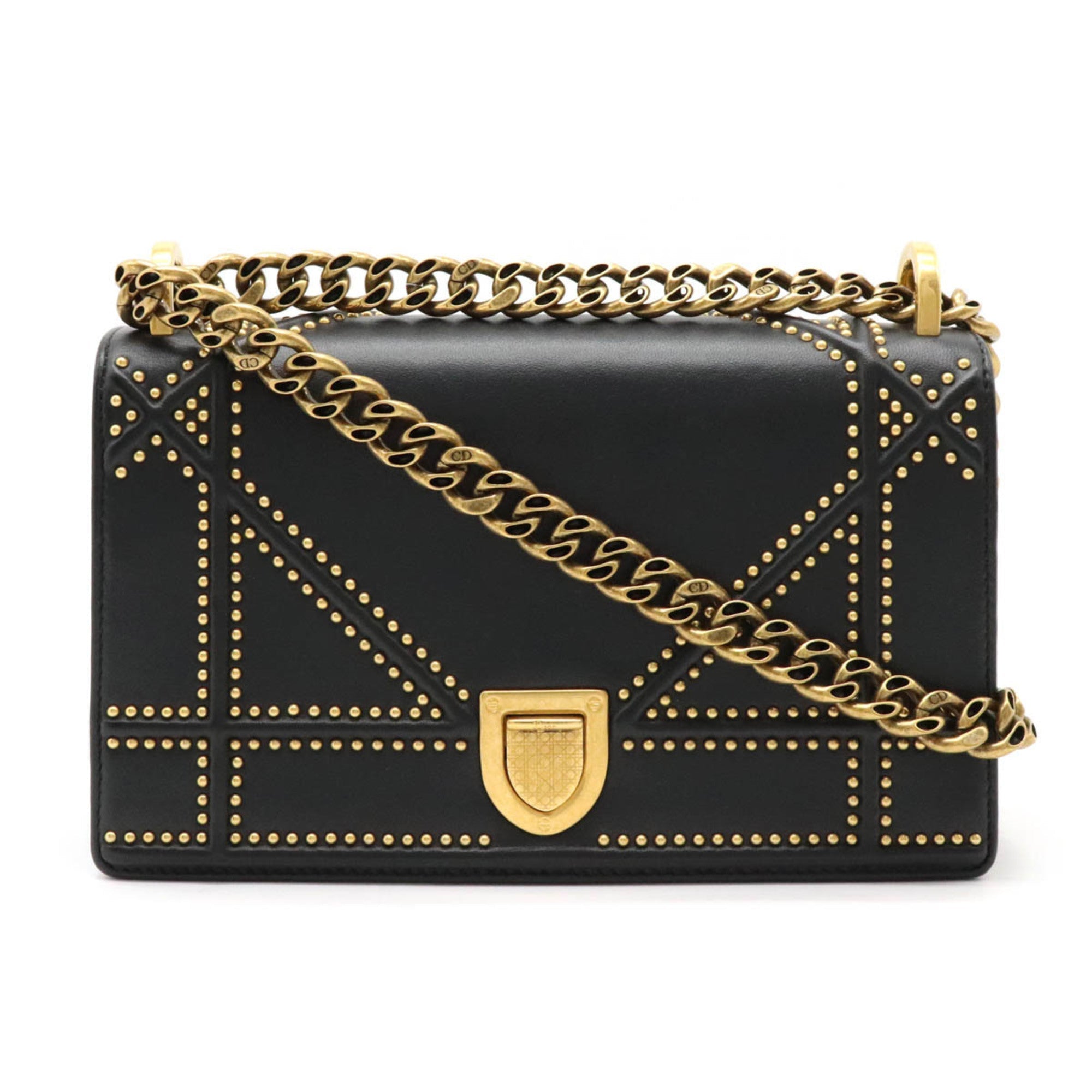 CHRISTIAN DIOR Bag Diorama diorama chain bag shoulder studs leather black