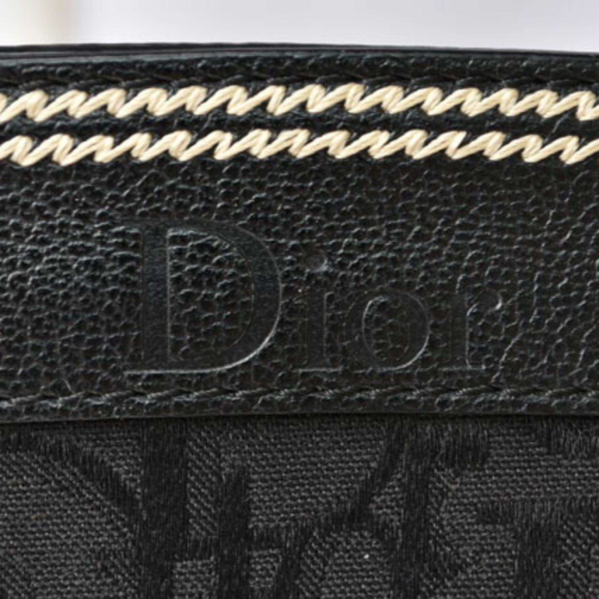 CHRISTIAN DIOR Tote Bag Embroidered Trotter Flower Embroidery Black