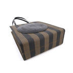 FENDI Pecan Tote Bag PVC Leather Brown Black 258259980068 Gold Hardware