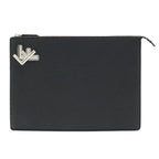 FENDI Selleria Stitch FF Clutch Bag Second Handbag Leather Black 7V99