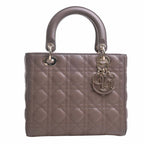 CHRISTIAN DIOR Lady Cannage Leather Handbag M0565OCEA Brown Women's