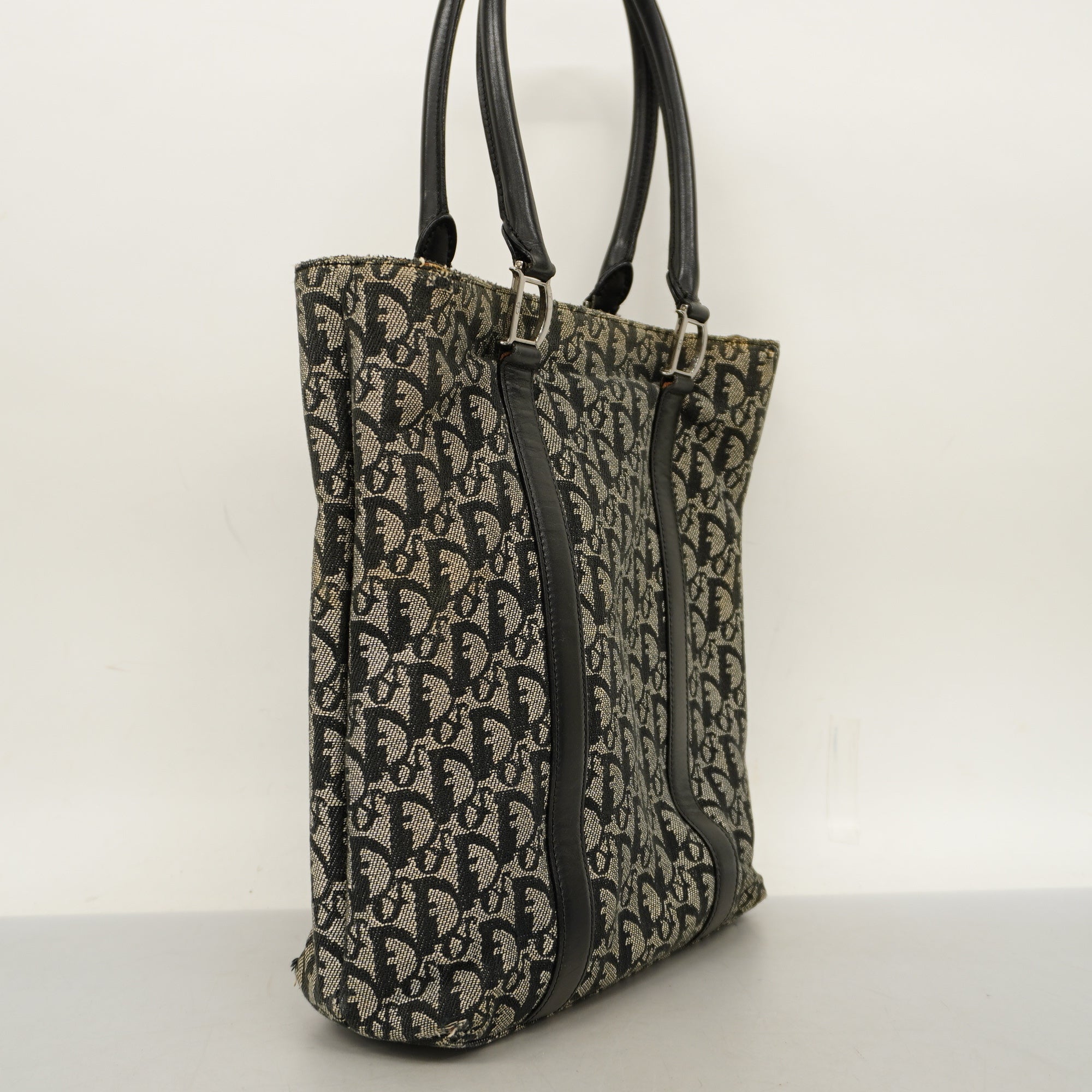 CHRISTIAN DIOR  Trotter Tote Bag Women's Canvas,Leather Tote Bag Navy