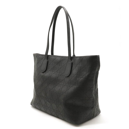 BagsChristian Dior Christian Lady Cannage Pana Tote Bag ted Canvas Leather Black M1110PPCP