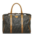 FENDI Zucca handbag Boston bag shoulder brown PVC leather ladies