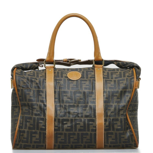 FENDI Zucca handbag Boston bag shoulder brown PVC leather ladies
