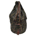 FENDI Zucca pattern bag brown khaki leather storage foldable nylon women's men's unisex