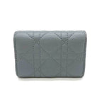 CHRISTIAN DIOR Wallet Caro Cannage XS Coin Case Purse Cloud Blue Bifold CD Ladies Calfskin Leather S5132UWHC ChristianDior