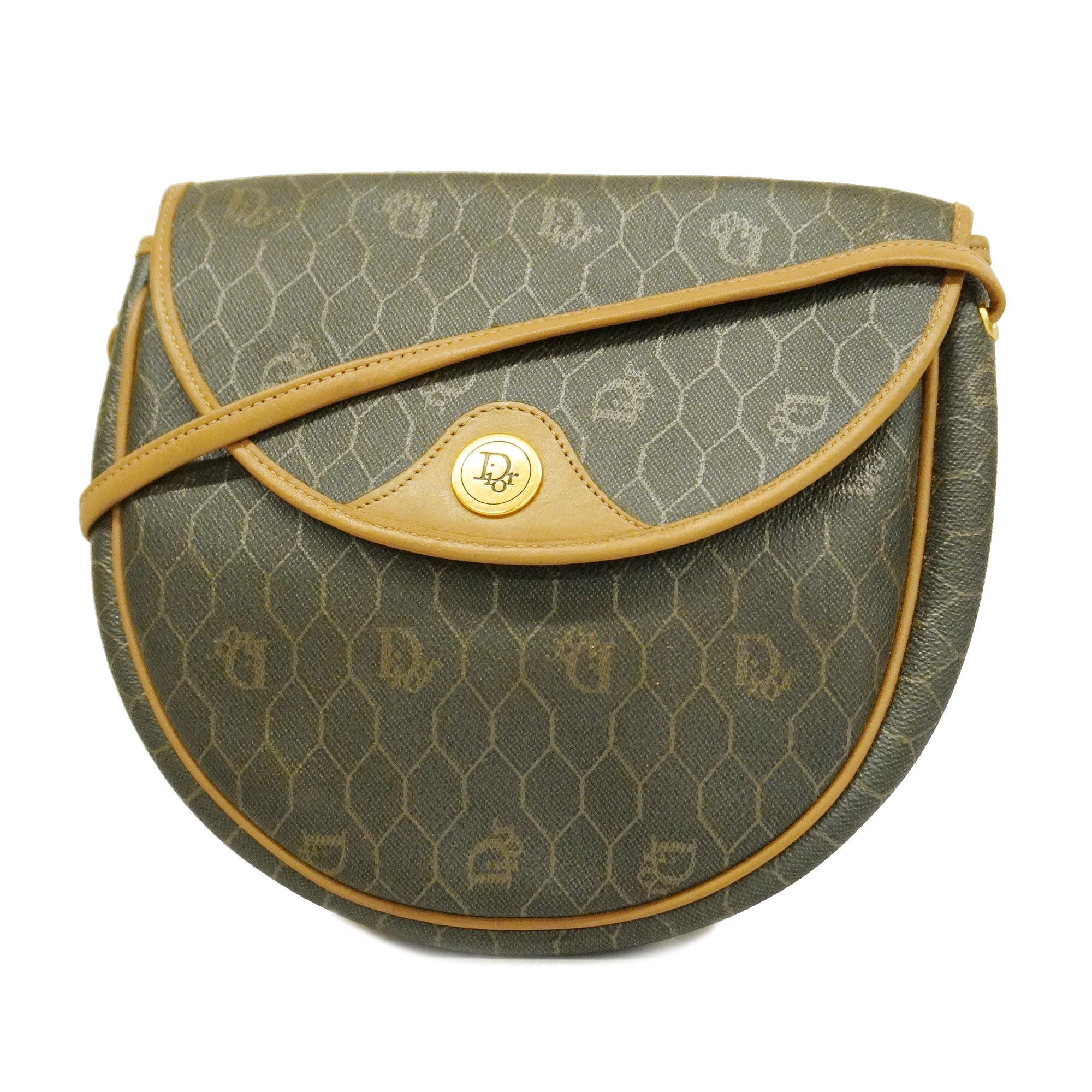 CHRISTIAN DIOR  Honeycomb Women's PVC,Leather Shoulder Bag Black,Brown
