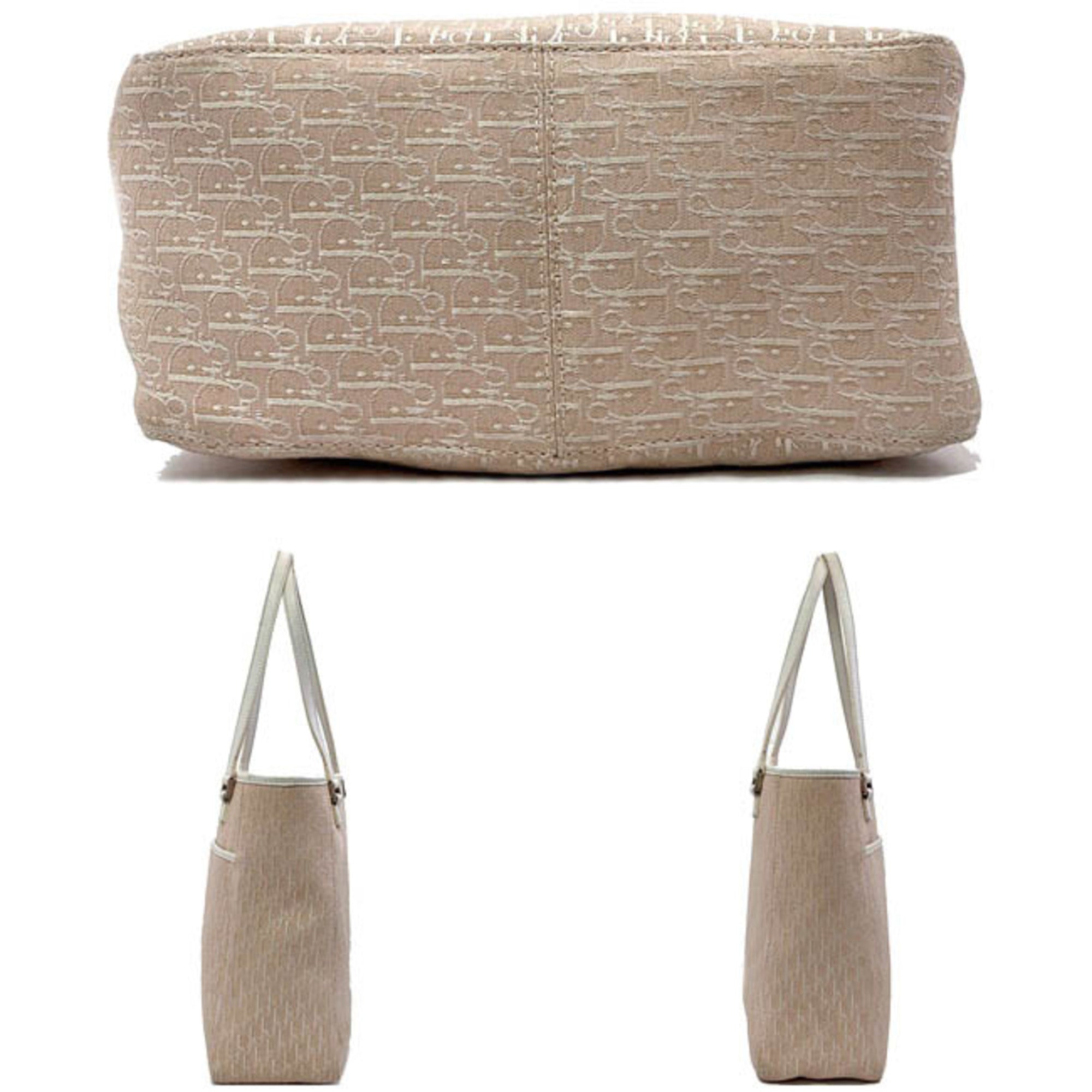 Christian Dior Tote Bag Pink White Trotter 05RU Canvas Leather Ladies CD