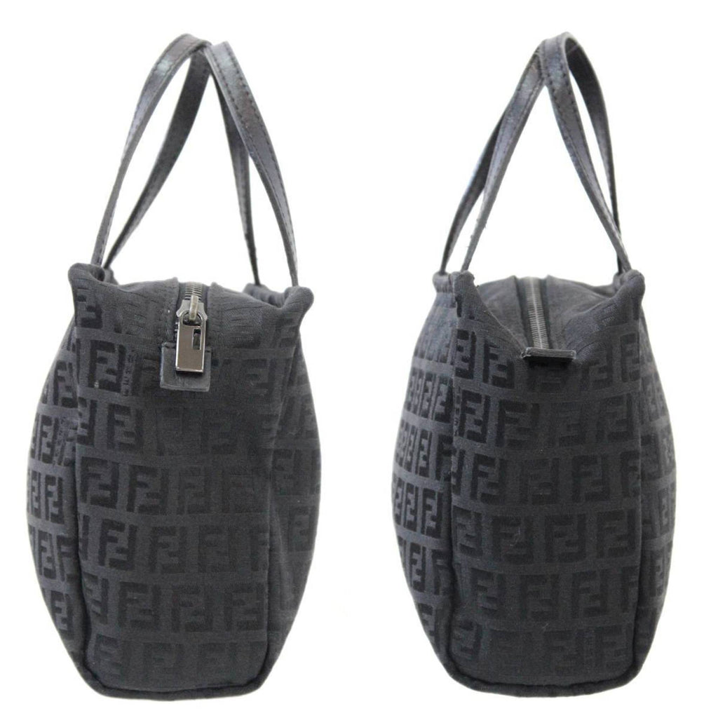 FENDI Handbag Zucchino Black 2220-028 Jacquard Leather