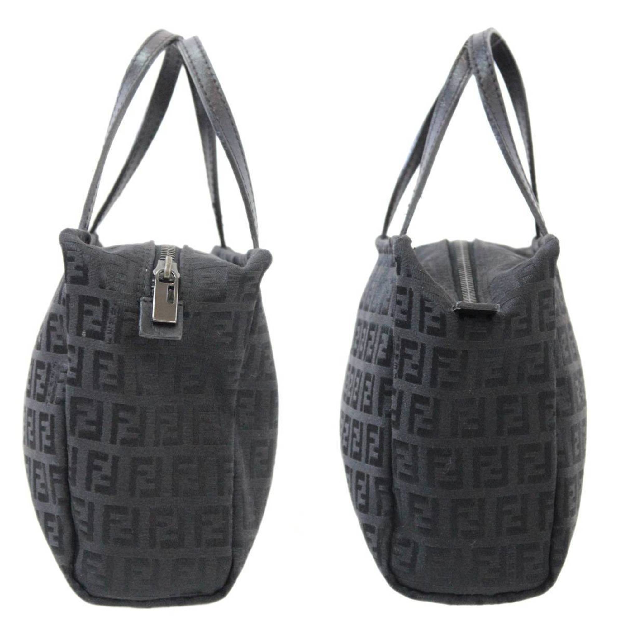 FENDI Handbag Zucchino Black 2220-028 Jacquard Leather