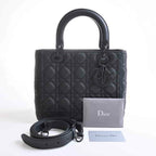 Christian Dior Lady Cannage Ultra Matte Leather Handbag Black