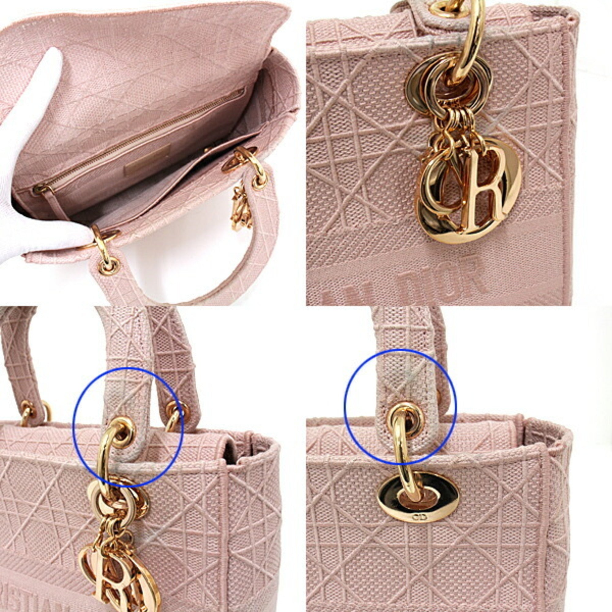 Christian Dior Dior DIOR Lady Dee Light LADY D-LITE Medium Bag M0565JREYM957 2WAY Shoulder Handbag Embroidered Pink