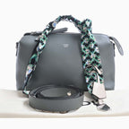 FENDI leather visor way medium handbag with twilly 8BL124 gray ladies