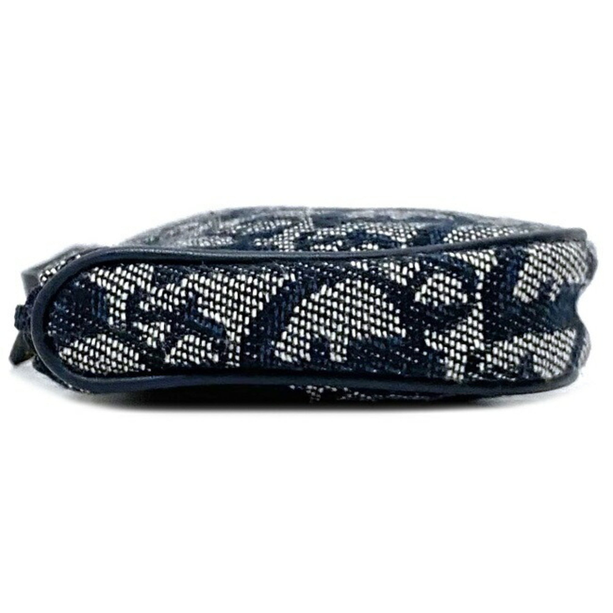 Christian Dior Pouch Navy Gold Trotter RU0021 Canvas Leather Saddle Multi Women's Blue