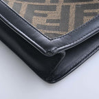 FENDI Canvas Leather FF Motif Smartphone Bag Shoulder 7AR944 Black Ladies